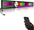 Large Programmable LED Sign, P5 Resolution Indoor Store LED Sign, Bluetooth APP, for Business Retail Shop Window Display (32"x 6")