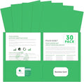Two Pocket Folders, PANDRI 30 Pack 2 Pocket Folders, Letter Size Paper File Folder for School Office Home Business, Green
