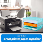 EASEPRES Paper Organizer Tray, 3 Tier Mesh Desk File Organizer Letter Sorter Holder for Home Office, Blue