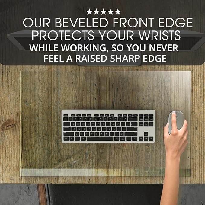 Clearly Innovative Premium Tempered Glass Desk Pad | 20" x 30" Desk Protector | 1/4" Thick Clear Blotter with Exclusive Beveled Edge | Ultimate Office Elegance