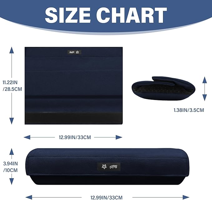 SPRING SEAON Wheelchair Armrest Covers (Pair) - Suede Velvet Memory Foam Accessories Pads for Wheelchair Arm Rest, Office Transport Chairs, Soft Support Cushion for Mobility Aids(Navy Blue)