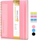 UEBZFOCS Dotted Notebook, Spiral Notebook Journal 8.5” x 11”, A4 Large Dot Grid Notebooks for Women Men, 100 GSM Dotted Paper, Plastic Hardcover Spiral Bullet Journals for Work School Sketching, Pink