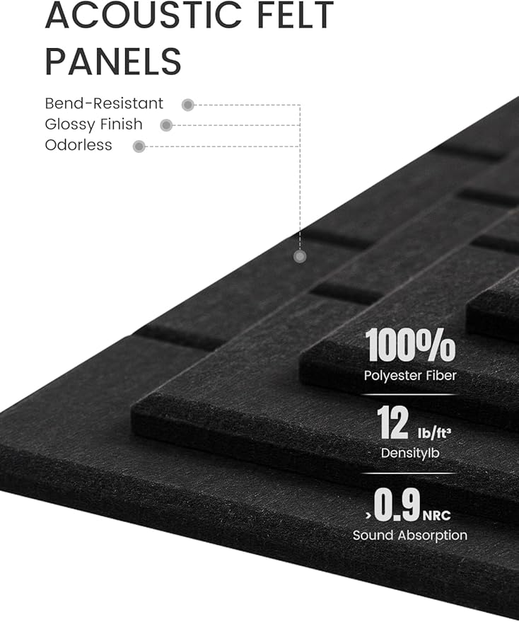 Fluxynara Felt Bulletin Board Tiles Large 36" x 24" Cork Board Alternative-6 Pack with 40 Adhesive Tabs, Thick Slat Wall Panels for Office Decor, Push Pin Board Wall Organizer Alternative - Black