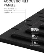 Fluxynara Felt Bulletin Board Tiles Large 36" x 24" Cork Board Alternative-6 Pack with 40 Adhesive Tabs, Thick Slat Wall Panels for Office Decor, Push Pin Board Wall Organizer Alternative - Black