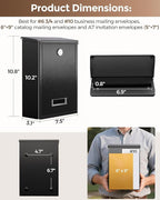 LAND·VOI Locking Wall-Mount Mailbox for Outside, with 4 Keys, Galvanized Steel Rustproof Metal Postbox, 3.1" Dx7.5 Wx10.8 H, Includes 3 Sets of Mailbox Numbers, Nameplate, Black, AMB32B
