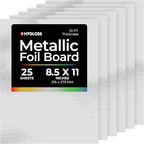 Hygloss Metallic Cardstock Sheets – 25 Shiny Silver Sheets, 8.5” x 11” - Sturdy 10 pt. – Metallic Foil Board Paper for Crafts, Scrapbooking, Posters & Decorations