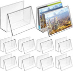 Crtiin 10 Pcs Clear Acrylic Postcard Holder Business Card Holder Greeting Card Display Clear Business Stand Rack for Index Organizer Desk Table Home Office, 6 x 4.25 x 4.5 Inches