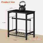 smusei Label Holder for Rolls and Fan-Fold Labels, Wooden Thermal Printer Sticker Stand Shipping Label Holder with Basket, Black Label Roll Holder Dispenser for Home, Office, Small Business