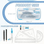 PATIKIL Geometry Precision Tool Set, 11 Pcs Geometry Set Compass Tool with Shatterproof Storage Box Rulers Math Compass Kit for Math Drafting Supplies, Sky Blue(Style 2)