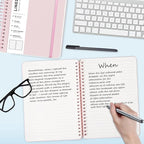 Lined Spiral Journal Notebook, B5 Spiral Notebook, 7.8''×10'' Journaling Notebooks for Work, School, Women, College Ruled Spiral Notebook, Hardcover Leather Notebook for Note Taking Business, Pink