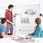 VIZ-PRO Double-Sided Mobile Whiteboard, 48 x 36 Inches, Magnetic Rolling Dry Erase White Board on Wheels with Aluminium Frame and Stand