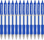 Lekreo Classic Retractable Gel Roller Pens, 0.7mm Fine Point, Blue Ink (Blue Ink - 12 Packs)
