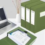 HUA JIE 2 Pack A4 Storage File Boxes Archives Case,65mm Spine,Box File Document Storage Box with Metal Clip for Office School -Green
