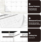 Desk Calendar 2026, Monthly Desktop Large Calendar (Jan 2026 - Jun 2027) 17" x 12" Desk Wall Planner for Family Teacher School Office Supplies, Black-White