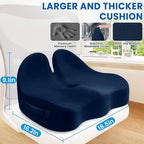 DailyCuddles Seat Cushion, Chair Cushions for Office Chairs/Desk Seats/Wheelchair - Hip&Sciatica&Tailbone Pain Relief Memory Foam Office Chair Cushion for Long Sitting Office Workers, Blue