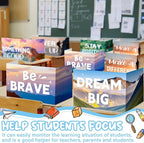Honoson 24 Pcs Bulk Inspirational Privacy Folders for Students Cardboard Test Privacy Boards Motivational Words Desk Dividers Shield for Classroom School Study Supplies, 6 Styles(Scene)