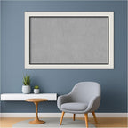 Amanti Art Silver Framed Magnetic Board 30x46 Large Vision Board for use with Magnets, 100% Metal Sheet to Display Items as Office Decor or for Home Organization in mudroom, Kitchen or Kids Room