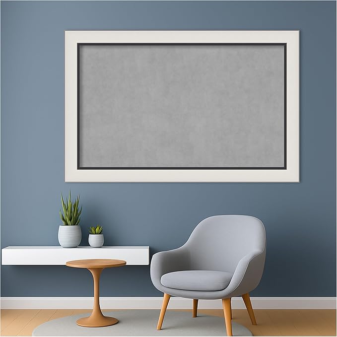 Amanti Art Silver Framed Magnetic Board 30x46 Large Vision Board for use with Magnets, 100% Metal Sheet to Display Items as Office Decor or for Home Organization in mudroom, Kitchen or Kids Room