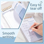 Thboxes 2 Packs To Do List Notepad, Totally 208 Pages To Do List Notebook A5 Undated Daily Planner Notepad with Transparent Cover and Task Checklist Home Office School Supplies, Purple & Blue