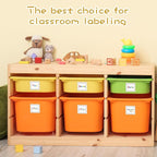 Jeyiour 100 Pcs Label Holders Adhesive Nameplate Pockets Storage Bin Labels Index Card Holder Shelf Plastic Peel Stick for Classroom Supermarket Bookshelf Library Student Box Drawer (3.5 x 3.5 Inch)