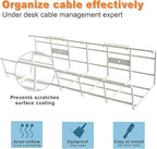 COYACOOL Under Desk Cable Tray - 2 Pack Cable Raceway for Wire Management. Metal Wire Organizer for Office, Studio and Home. Super Sturdy Cord Organizer for Desk - White Cable Management Under Desks