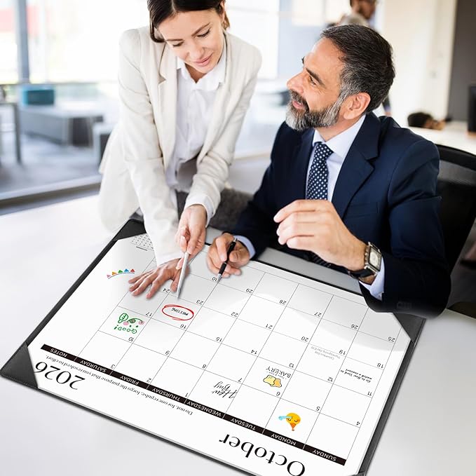 Gannyfer Desk Calendar 2026 with Desktop Mat, Simplified Large 22" x 17" Desktop Pad Calendar, 18 Month Desk Calendar 2026-2027, Use Jan 2026 to Jun 2027, Office Supplies Perfect for Home School and Office - Black