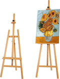 VISWIN Wooden Art Easel for Painting, Adjustable & Foldable Beech Wood Display Easel Stand for Canvas, Hold Canvas up to 43", 57''-76" H Floor Art Easel for Adults, Artists, Beginners - Natural