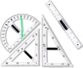Magnetic Geometry Tool, Protractor, Triangle Rulers Easy Attachment Blackboard Measurement Kit, Teacher Board Protractor Multi-Purpose Kit Large (Transparent-4pc)