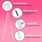 VAIIGO 63" White Easel Stand for Wedding Sign Poster Display Easel Folding Art Easel for Floor Adjustable Metal Easel Instant Tripod Easel for Display Painting Wedding Shower Sign Easel, 1Pack