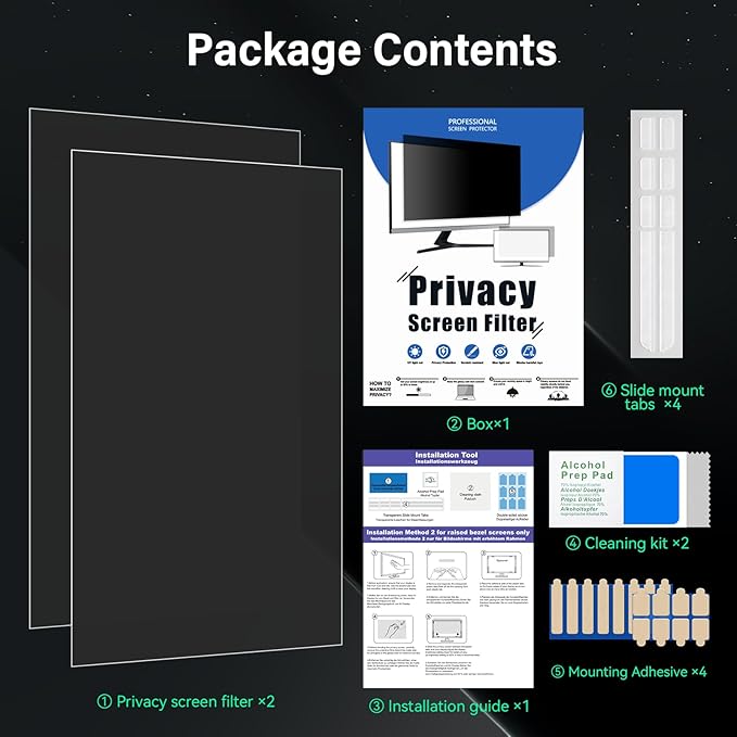 Mao Yeye [2 Pack] 27 Inch Computer Privacy Screen for 16:9 Aspect Ratio Widescreen Monitor, Eye Protection Anti Glare Blue Light Computer Monitor Privacy Filter, Removable 27 in Protector Film