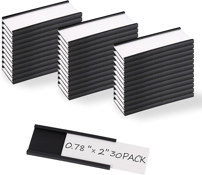 Realth C Channel Magnetic Label Holders 30 Pack 0.78" x 2" - Magnetic Signs for Shelving, Storage Bins, Classroom, Office, Library, Supermarket