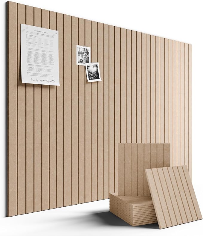 Large Felt Bulletin Board 48" x 36" Cork Board Alternative-12 Pack with 70 Safe Removable Adhesive Tabs, Cork Boards for Walls Cork Board for Home Office Classroom Pin Board-Taupe