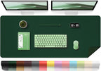 Leather Desk Pad Protector, 47.2'' x 23.6'', Suede Base Desk Blotter, Non-Slip Office Mat, Waterproof Writing Pad for Office and Home - Blackish Green