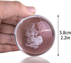 3D Inner Carving Constellation Ball Crystal Paperweight Full Sphere Glass Fengshui with Sliver-Plated Flowering Stand(Virgo)