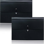 Cesil 2Pcs Expanding File Folders, 13 Pockets File Organizer Accordion File Holder with Elastic Buckles Closure, A4 Paper Document Organizer for Home School Office