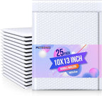Metronic Bubble Mailer 10x13" White 25 Pack, Poly Padded Envelopes Waterproof Shipping Bags for Clothing, Self Seal Cushioning Mailers for Shipping Books, Jewelry, Makeup Supplies