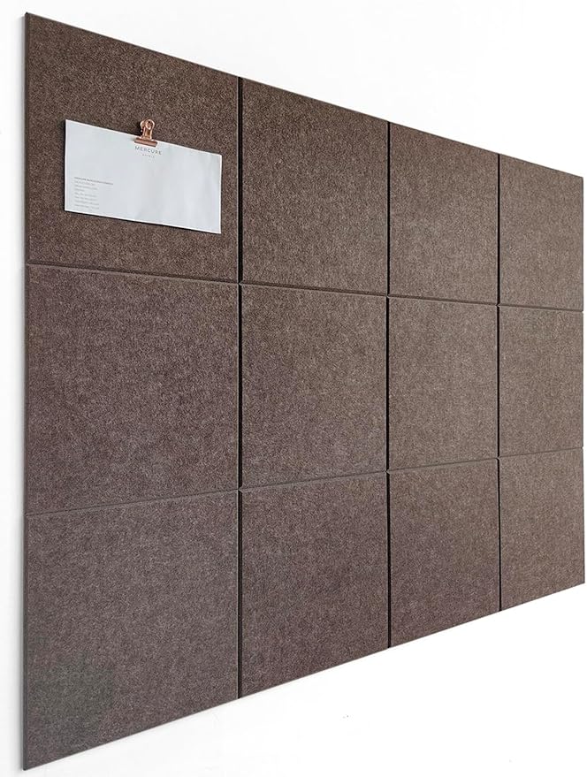 DECORITA Felt Wall Tiles | Large Cork Board Alternative | Aesthetic Felt Bulletin Board for Office, Home & Classroom | Large Cork Boards for Walls Pinboard (12-Pack) | Desert Palm