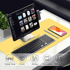 Desk Pad Protector, Leather & Suede Desk Mat, Non-Slip Desk Pad Mat, Large Mouse Pad, Waterproof Desk Blotter Mat, Desk Cover for Office, Home (Yellow, 23.6" x 13.7")