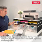 Desktop Organizer 6 Letter Tray Sorter Plus Riser Storage Base & 3 Storage Drawers - Ultimate Office TierDrop Plus Stores All of Your Documents and Supplies in One Compact Modular System