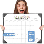 2026 Desk Calendar - 18 Month Desktop Calendars (Jan 2026–Jun 2027),Large 22x17 Monthly Calendar with Home & Office Floral Desk Pad Calendars (Black, 22 * 17)