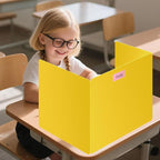 6 Pack Yellow Desk Dividers for Students, Privacy Shields Folder for Students, Durable & Waterproof Plastic Study Board, Classroom Teacher Supplies Test Divider, Includes Extra Labels