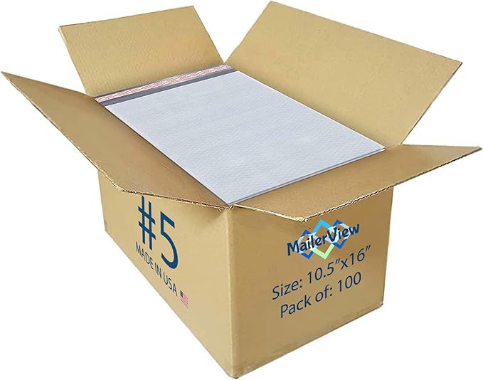 White 10.5x16 Inch Large Poly Bubble Mailers #5 | Padded Envelopes with Self Seal | Air Lined Cushioned Bubble Mailer | Usable Size 10.5x15 | 100 Pack Bulk | Lightweight shipping Bags | Made in USA
