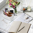 SZYRL Desk Organizers, Marble Remote Holders for Table, Modern Office Controller Pen Phone Holder Organizer, Stylish Caddy and Storage Accessories for Bedside Nightstand Desktop Coffee Table