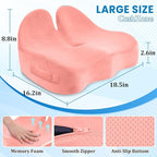 CushZone Seat Cushion, Memory Foam Office Chair Seat Cushion for Office Chairs/Car/Long Trip/Desk Chair/Gaming, Large Size for Sciatica & Hip & Tailbone Pain Relief, Sciatica Support (Pink)