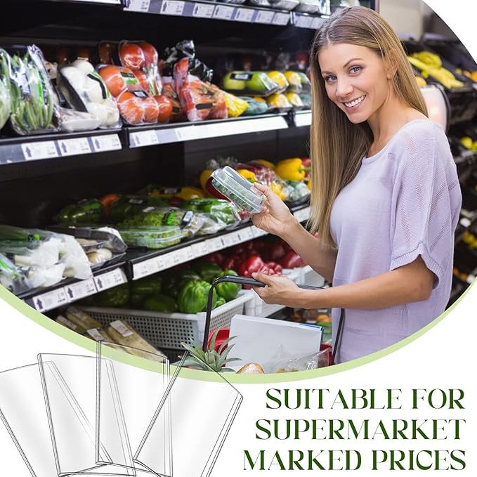 72 Pieces Clear Plastic Adhesive Shelf Tag & Price Label Holders for Supermarket, School, Library, Mailbox & Storage Bins(2.4 x 1.6 Inch)