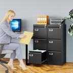 AFAIF 3 Drawer File Cabinet with Lock, Metal Filing Cabinets for Home Office, Vertical Black Locking File Caninet, Steel Narrow Three Drawer File Cabnet for Letter/Legal / A4 / B4- Assembly Required