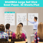SHARBDA Sticky Mini Easel Pad, 15 x 18 Inches, Self Stick Flip Chart Paper,Sticky Chart Paper for Teachers, Anchor Chart Paper for Office, 30 Sheets/Pad,6 Pads