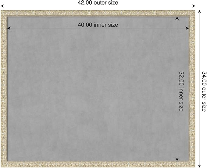 Amanti Art Silver Framed Magnetic Board 34x42 X-Large Vision Board for use with Magnets, 100% Metal Sheet to Display Items as Office Decor or for Home Organization in mudroom, Kitchen or Kids Room
