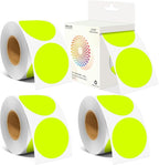 2 Inch Color Coding Round Labels (2000Pcs, 4 Rolls) - Round Colored Dot Stickers for Inventory, Pantry, Warehouse Organization - Fluorescent Yellow Circle Dot Labels
