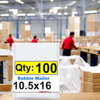 iMBAPrice 10.5x16 Inch White Poly Bubble Mailers #5, 100-Pack Large Padded Envelopes, Self-Seal Polybubble Shipping Bags for Mailing & Packaging